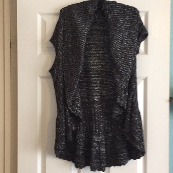 Sweaters - Black with silver short sleeve cardigan